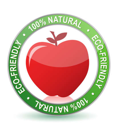 100  natural apple seal illustration design over whiteのイラスト素材