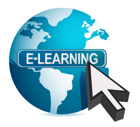 e-learning concept cursor illustration design over whiteのイラスト素材