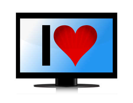 TV set with Heart illustration design over whiteのイラスト素材