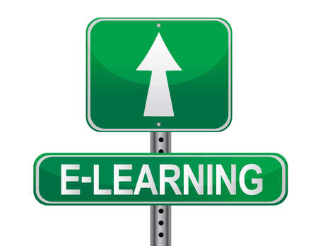 E-learning illustrated sign over a white backgroundのイラスト素材