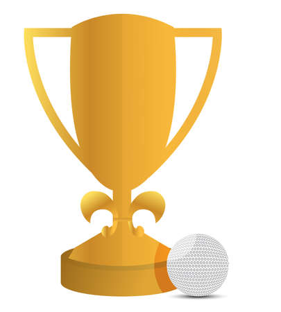 trophy and golf ball illustration design over whiteのイラスト素材