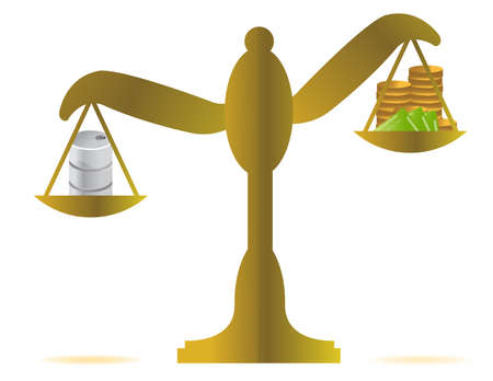 money vs oil balance illustration design over whiteのイラスト素材