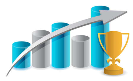 blue graph and trophy illustration design over whiteのイラスト素材