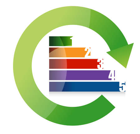 landscape colorful cycle number graph illustration design over whiteのイラスト素材