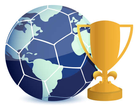 gold trophy cup with soccer ball illustration design のイラスト素材