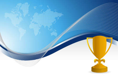 blue background and gold trophy illustration design のイラスト素材