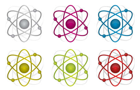 colorful atoms illustration design over white backgroundのイラスト素材