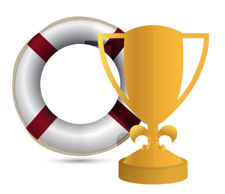 trophy cup Life Buoy on a white backgroundのイラスト素材