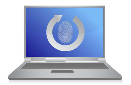 computer fingerprint security illustration design over whiteのイラスト素材