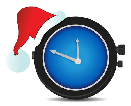 alarm clock with a Christmas hat illustration designのイラスト素材
