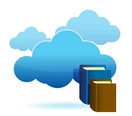 Cloud technology database as stack of booksのイラスト素材