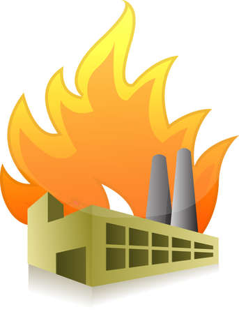 Factory on fire illustration design over a white backgroundのイラスト素材