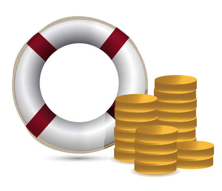 coins and lifesaver illustration design over whiteのイラスト素材