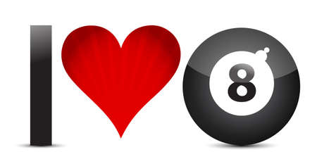billiards concept  I Love pool  for print or design