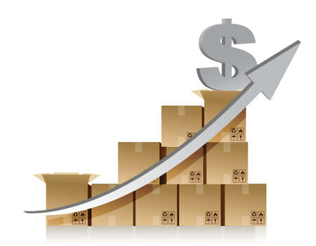 Financial dollar box graph illustration design over whiteのイラスト素材