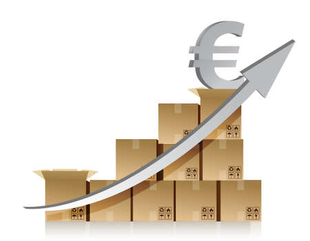 Financial euro box graph illustration design over whiteのイラスト素材