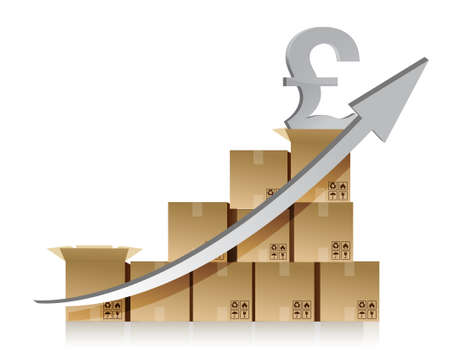 Financial pound box graph illustration design over whiteのイラスト素材