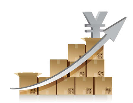 Financial yen box graph illustration design over whiteのイラスト素材