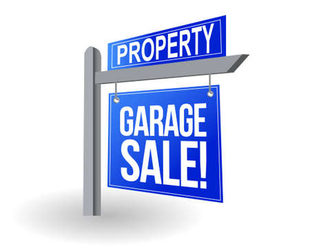 Garage sale blue sign illustration design over whiteのイラスト素材