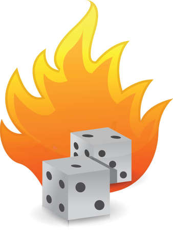 Dices on fire illustration design over white backgroundのイラスト素材