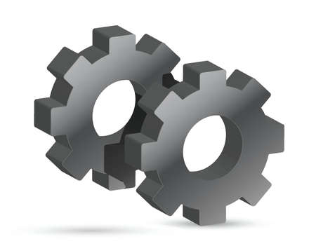 Silver gears illustration design over white backgroundのイラスト素材
