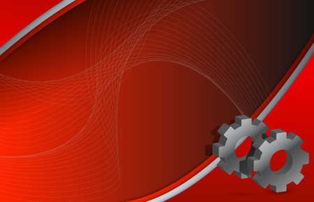 Modern Red wave and Gears illustration design backgroundの写真素材