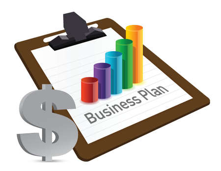 business plan chart and currency illustration designのイラスト素材