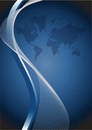 Blue business wave map background illustration designのイラスト素材