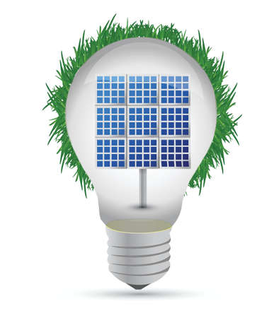 eco lightbulb and solar panel illustration designのイラスト素材