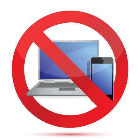 electronics prohibited sign illustration design on whiteのイラスト素材