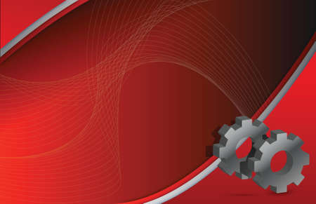 Modern Red wave and Gears illustration design backgroundの写真素材