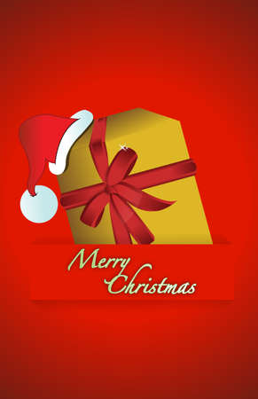 Christmas gift and hat illustration design backgroundの写真素材