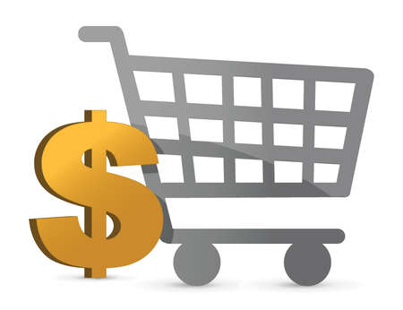 shopping cart and dollar currency illustration designのイラスト素材