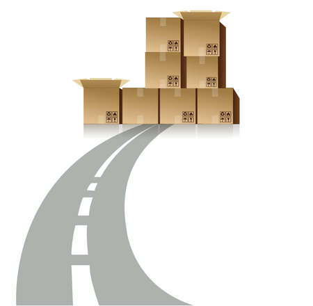 Road block by shipping boxes illustration designのイラスト素材
