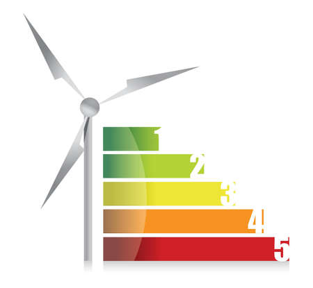 energy efficiency chart with wind turbine illustrationのイラスト素材