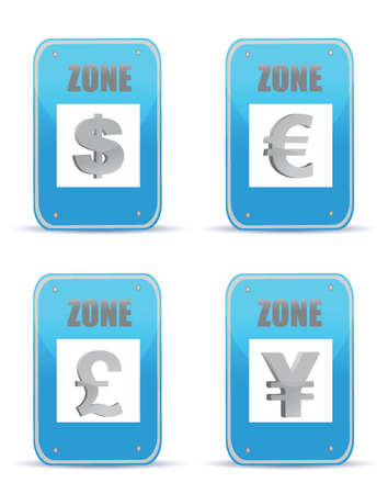 Currency zones symbol illustration design signs over whiteの写真素材