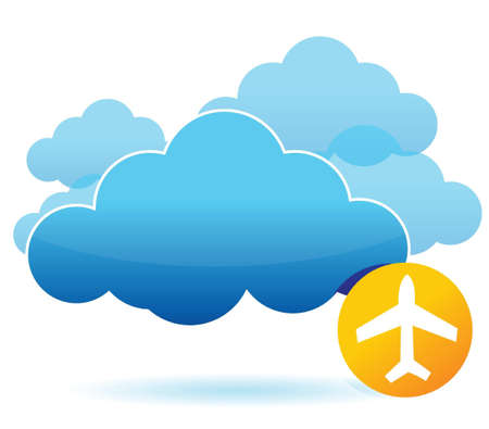 Cloud and airplane illustration design over whiteのイラスト素材