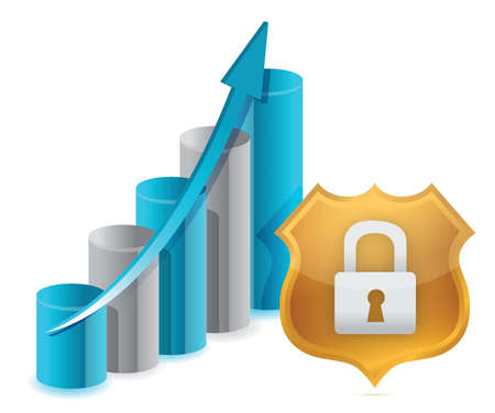 Business protection graph and shield illustration designのイラスト素材