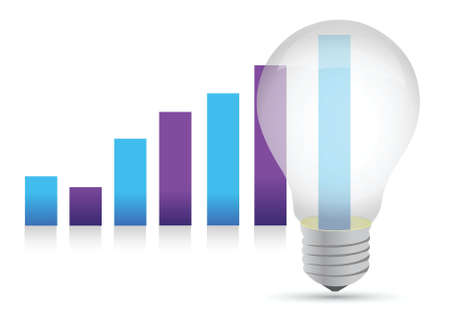 Idea lightbulb graph illustration design over white backgroundのイラスト素材