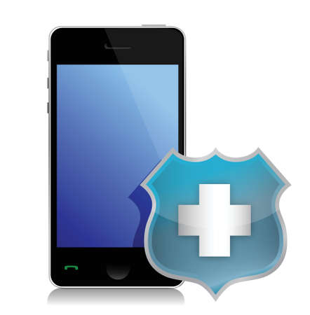 Phone protected by a shield of security illustration designのイラスト素材