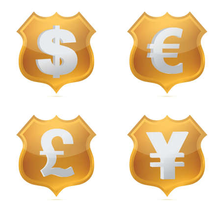 Shield currency signs of protection illustration designのイラスト素材