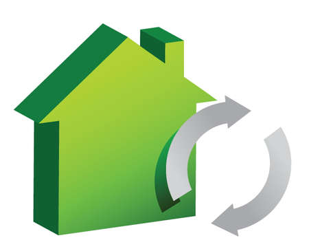 house and recycle sign illustration design over whiteのイラスト素材