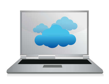 Cloud computing laptop illustration design over whiteのイラスト素材