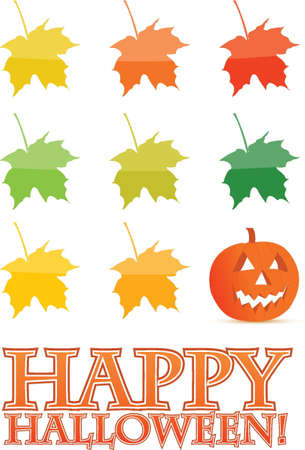 halloween holiday pumpkin card illustration over whiteのイラスト素材