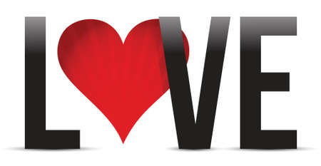 love heart text illustration over white backgroundのイラスト素材