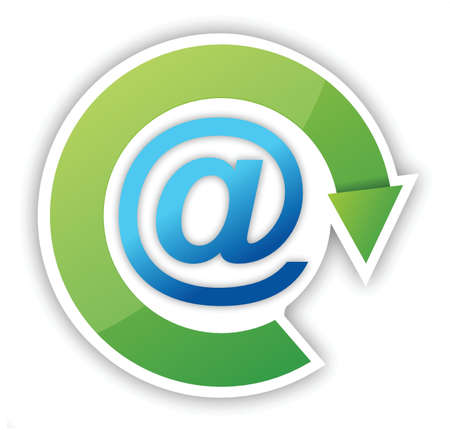 email icon with green arrow sticker over whiteのイラスト素材