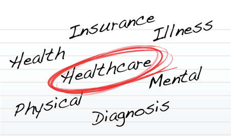 Healthcare concept illustration over a notepad illustration designのイラスト素材