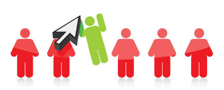 Row of people and one selected by a cursor - illustrationのイラスト素材