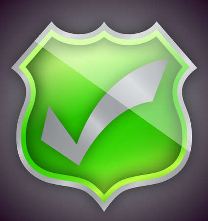 Check mark green shield illustration design over whiteの写真素材