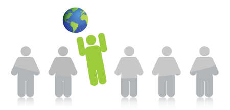 row of people jumping to the earth illustration designの写真素材